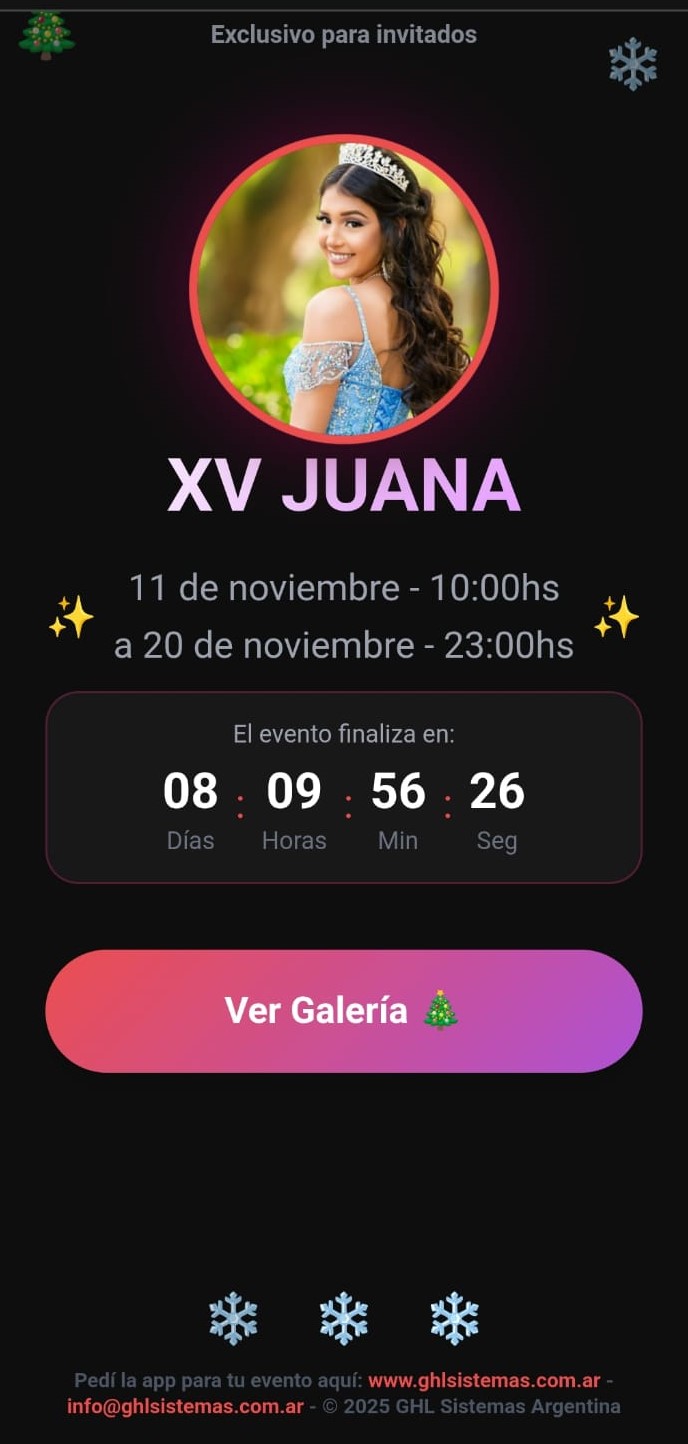 Pantalla de bienvenida y galería